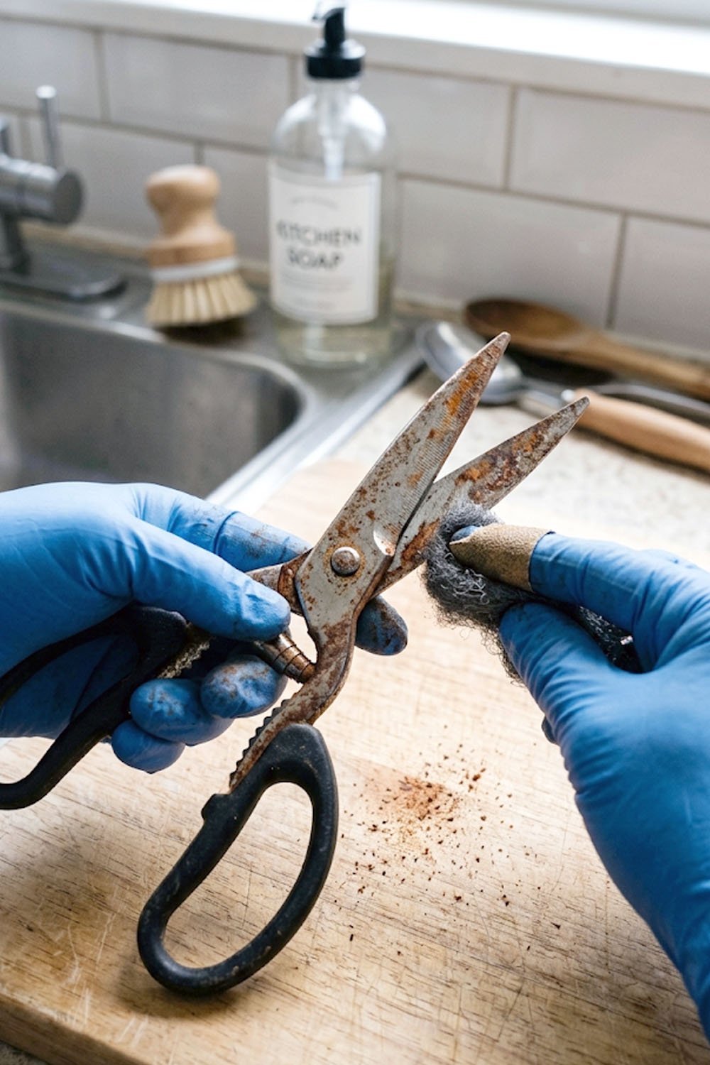 How to remove rust from kitchen shears